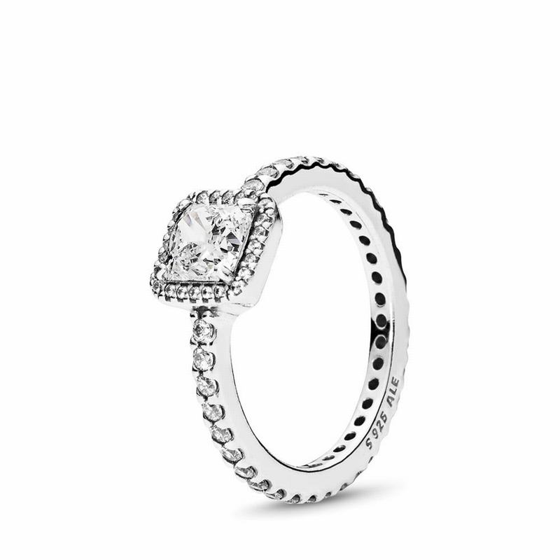 Pandora Square Sparkle Promise Ring - Sterling Silver/Cubic Zirconia - Canada | VJ2875TW